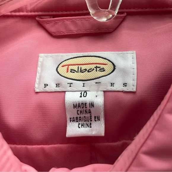 Talbots Pink Button Front Rain Coat Jacket,  Sz 10P - Picture 3 of 8